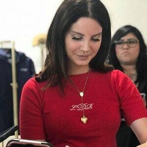 RARE Lana Del Rey embroidered red knit top